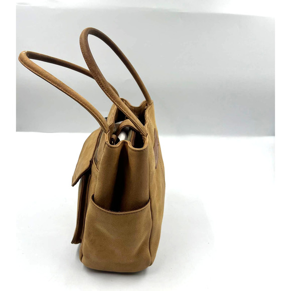 FOSSIL Vintage Tan Leather Satchel Removable Straps Zippered Pockets Crossbody - Picture 3 of 14